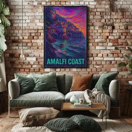 Amalfi Coast Vibrant Seascape Poster Turquoise Waters
