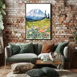 Mount Rainier Watercolor Wall Art Poster