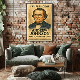 Andrew Johnson 17th President of the United States Exaggerated Cartoon Sketch Poster