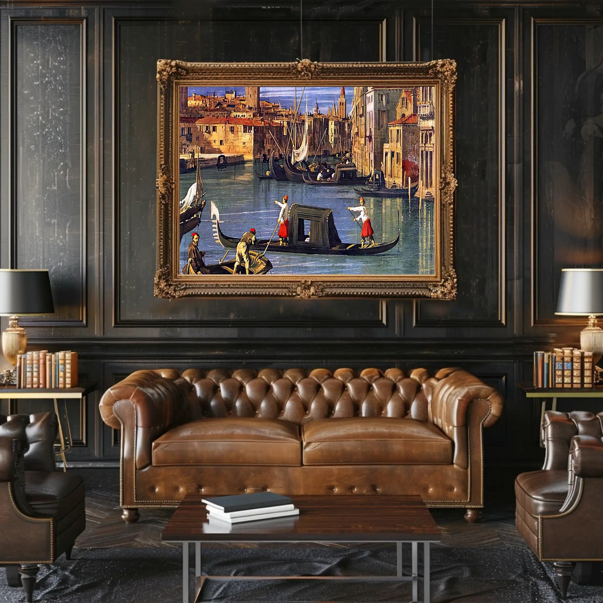 Venetian Gondolas in Vibrant Waterway Cultural or Heritage Poster