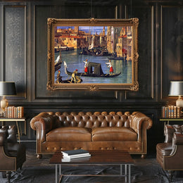 Venetian Gondolas in Vibrant Waterway Cultural or Heritage Poster