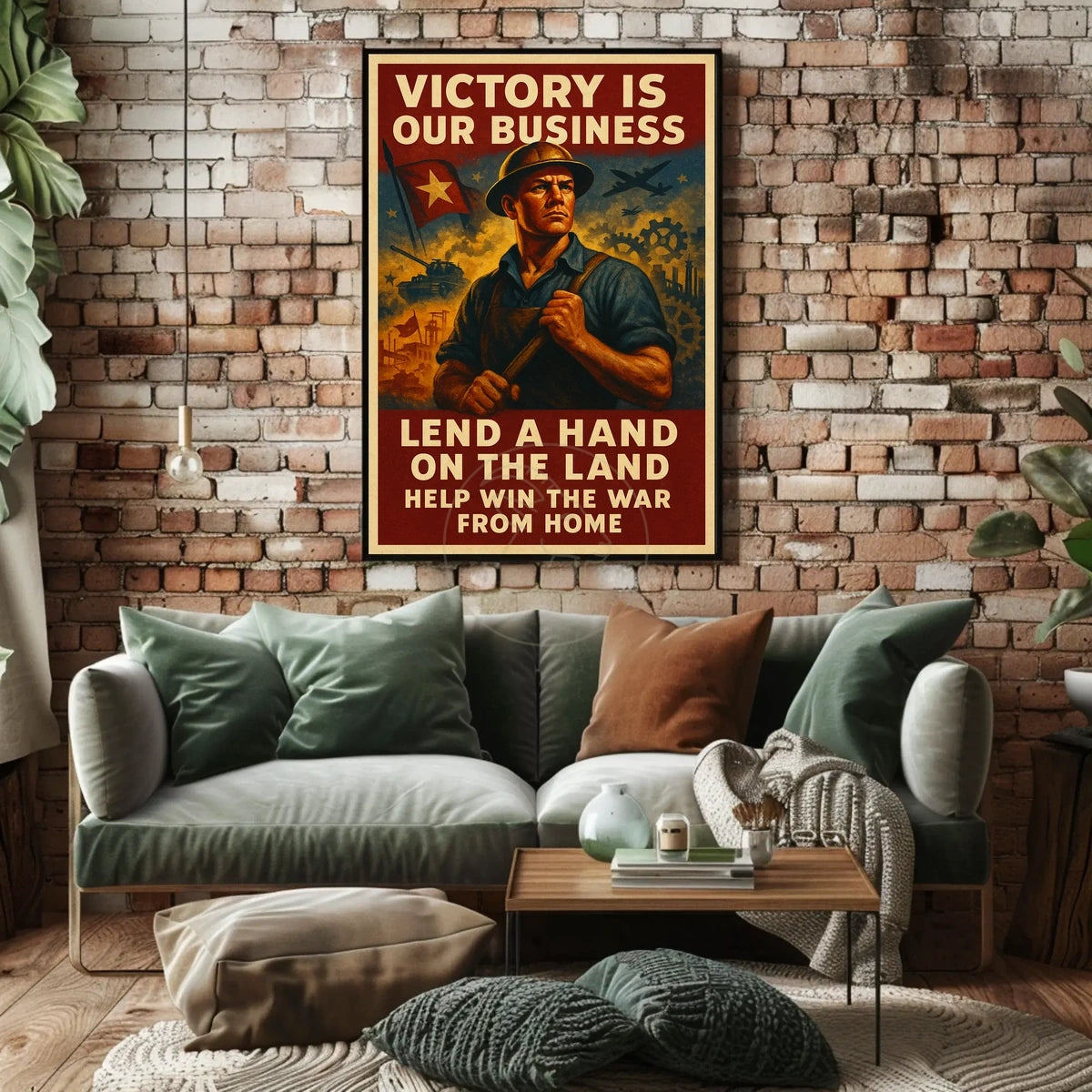 Patriotic WWII Era Industrial Propaganda Poster