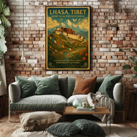 Lhasa Vintage Travel Poster with Tibetan Spiritual Essence