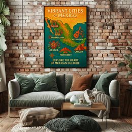 Vibrant Cities of Mexico Poster
