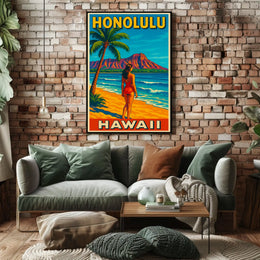 Honolulu Beach Escape Poster