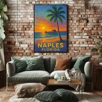 Naples Florida Sunset Poster Coastal Wall Art Decor