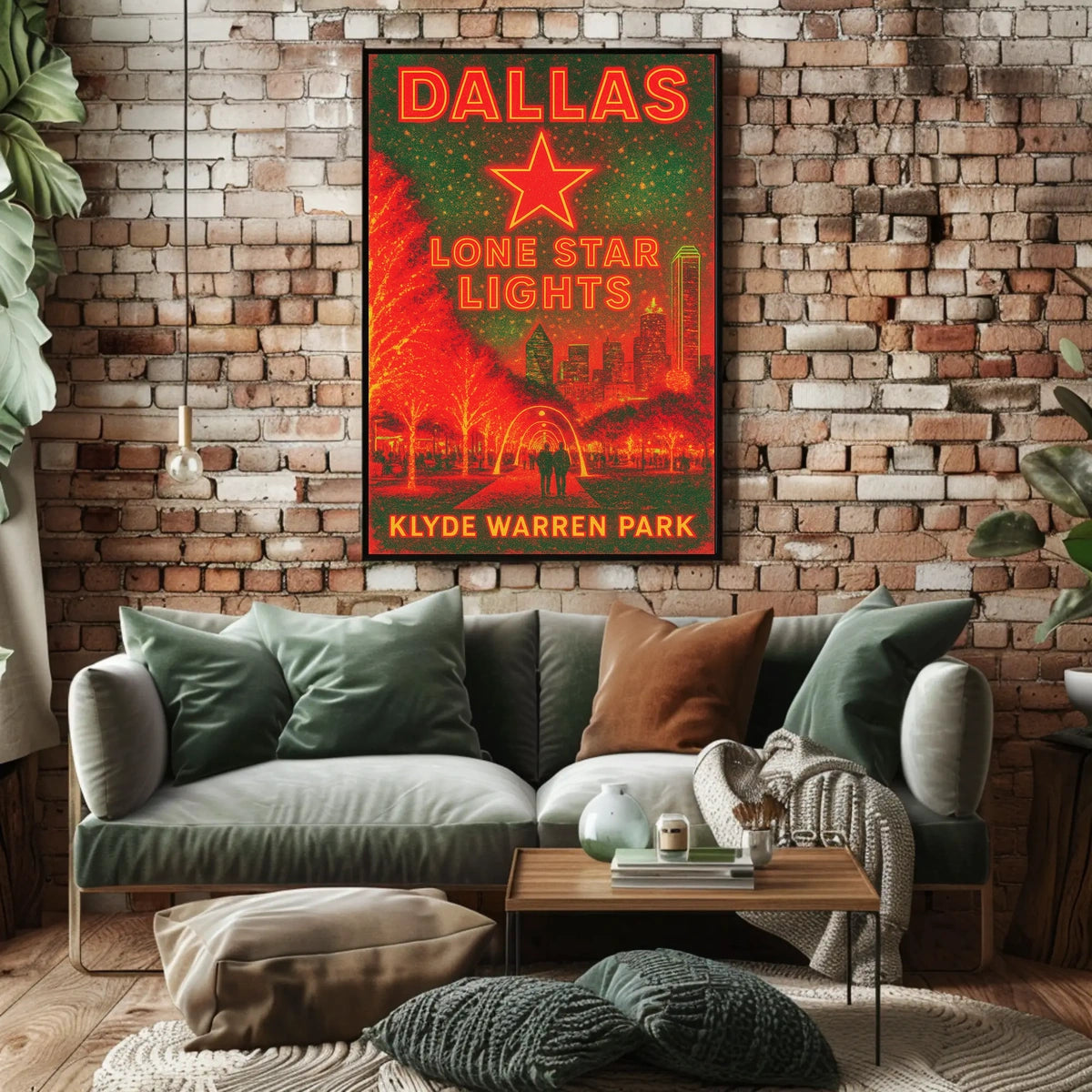Dallas Lone Star Lights Cityscape Night View Poster