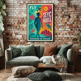 Fly to Seychelles Adventure – Vibrant Travel Poster PosterGoat