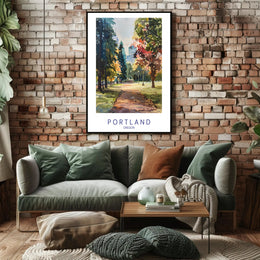 Portland Park in Watercolor: Urban or Cityscape Poster PosterGoat