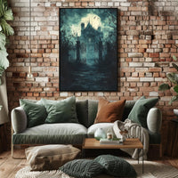 Haunted Manor Under The Moonlight Poster