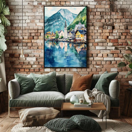 Austria Hallstatt Lakeside Village Poster