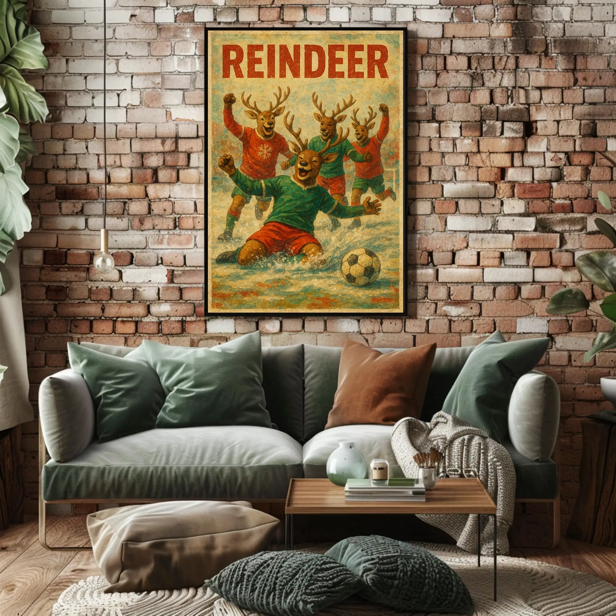 Reindeer Soccer Celebration Poster