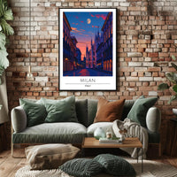 Milan Cathedral Twilight Cityscape Poster
