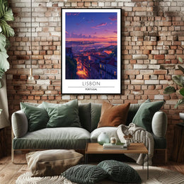 Lisbon Twilight Magic Scenic View Urban or Cityscape Poster