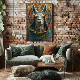 Celebratory Llama Art in Cultural or Heritage Poster PosterGoat