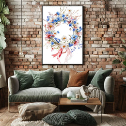 Vibrant Wreath Made Of Wildflowers Wall Decor Poster