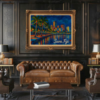 Suva, Fiji Nighttime Cityscape Poster