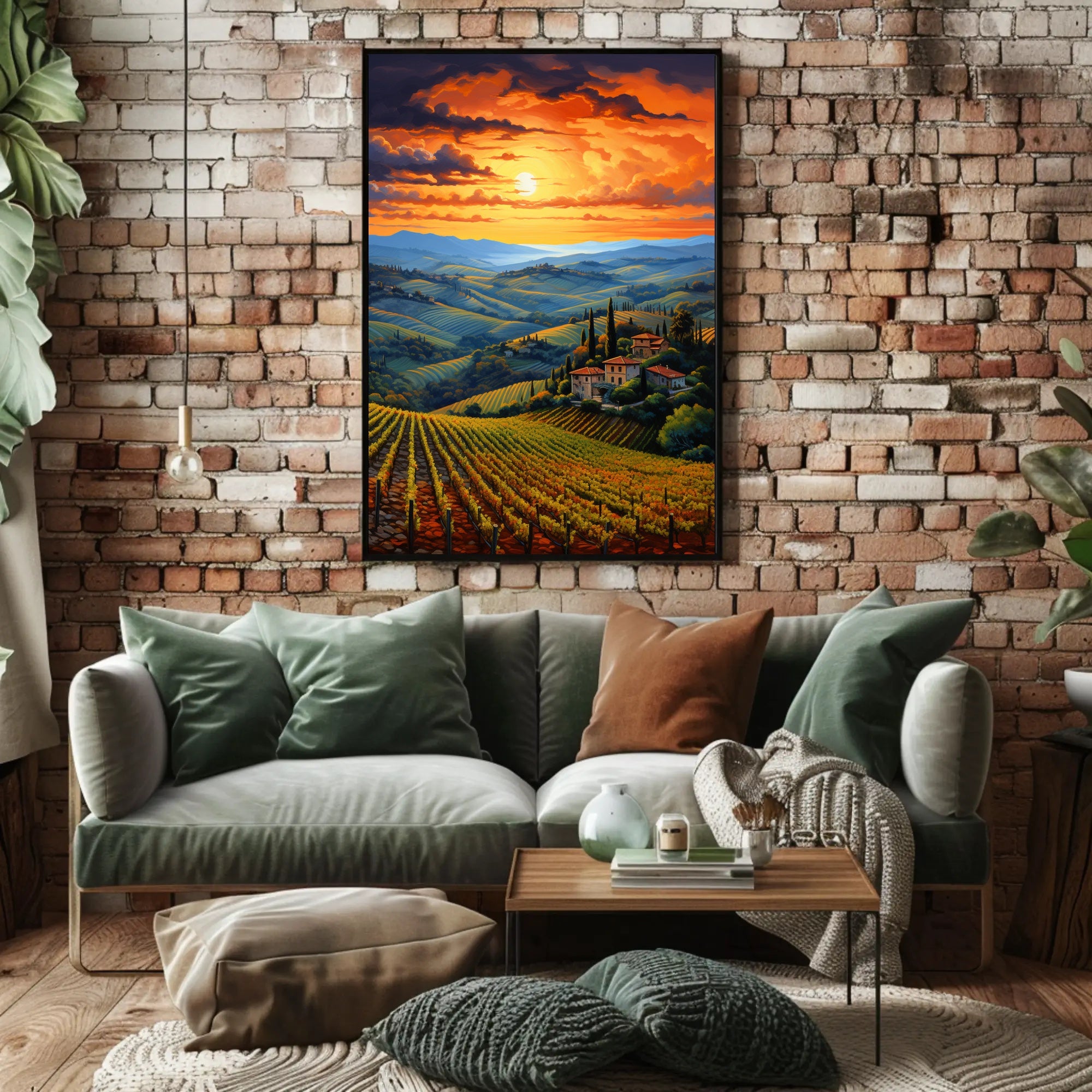 Sunset Over Tuscan Vineyards Poster