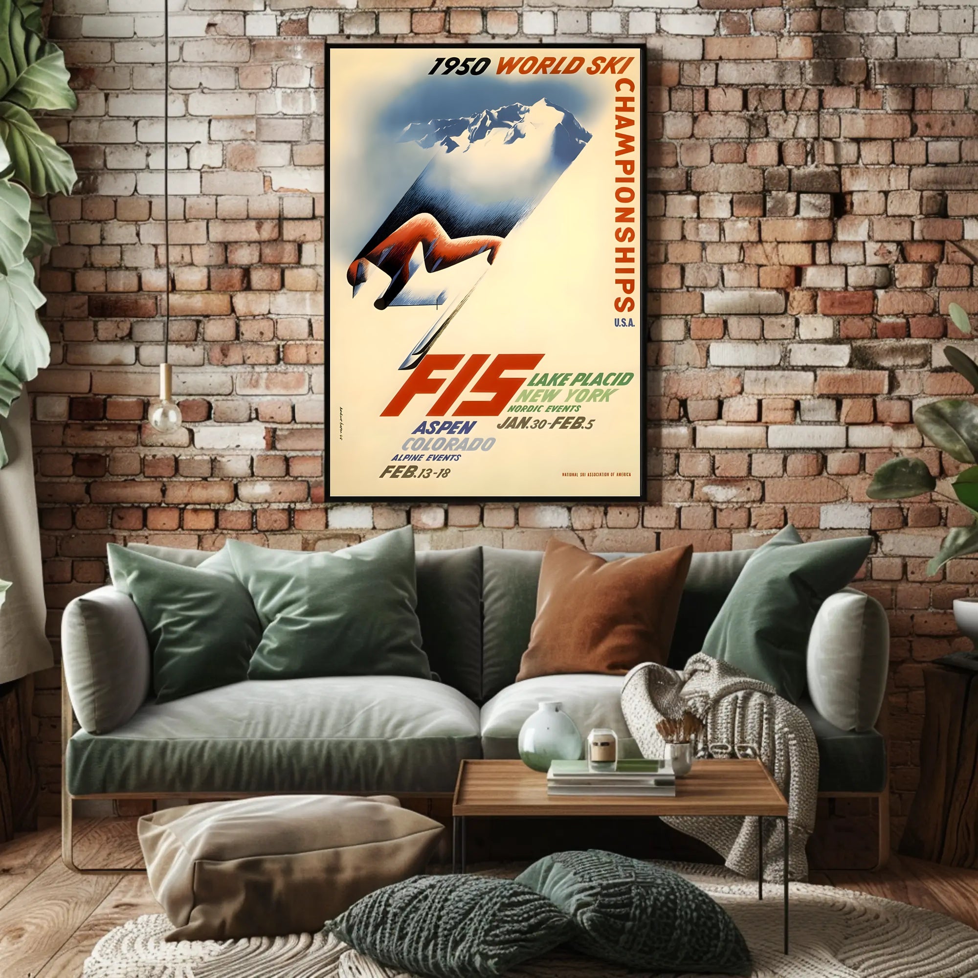 1950 World Ski Championships Vintage Poster Art PosterGoat
