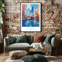 Chicago Skyline Reflections: Urban or Cityscape Poster