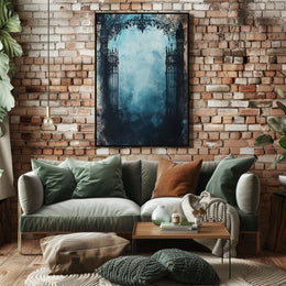 Gothic Wrought Iron Gate Mysterious Atmosphere Artistic Poster