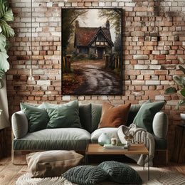 Rustic Cottage In Autumn Poster