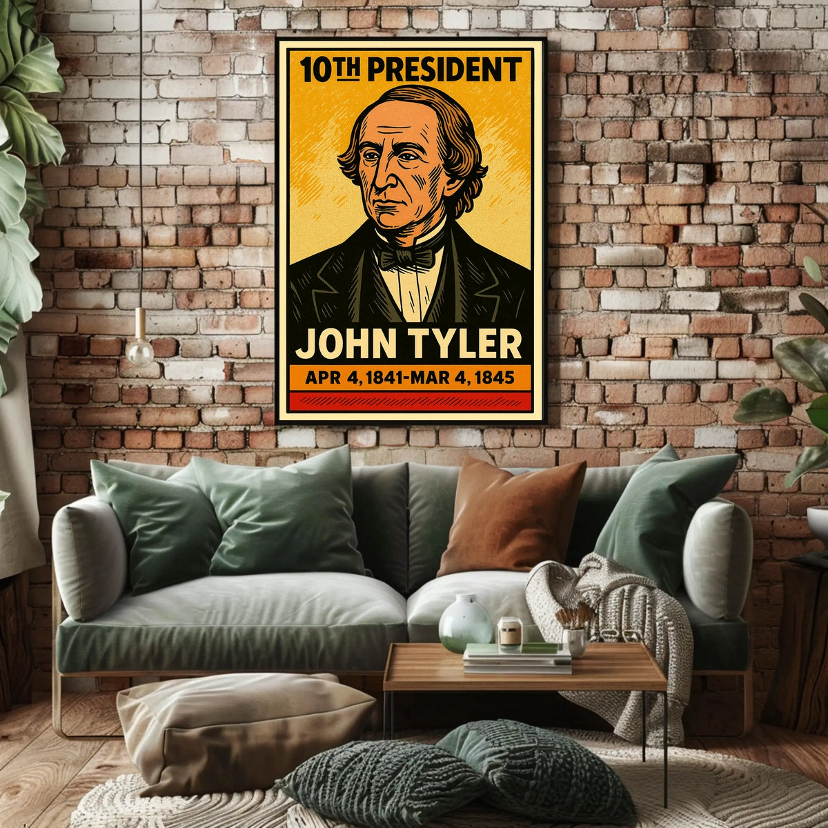 John Tyler 10th President of the United States Inked Comic Style Poster