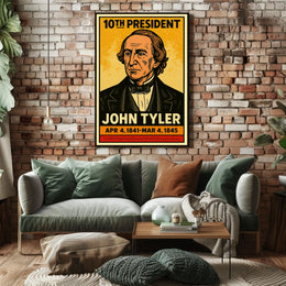 John Tyler 10th President of the United States Inked Comic Style Poster