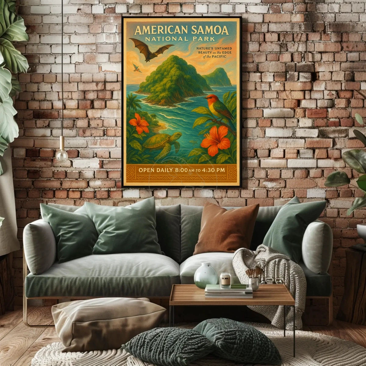 American Samoa National Park Vintage Travel Art Poster