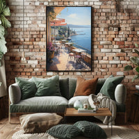 Mediterranean Seaside Terrace Travel Poster