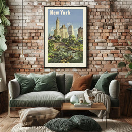 New York City Urban Cityscape Poster Vintage Wall Art