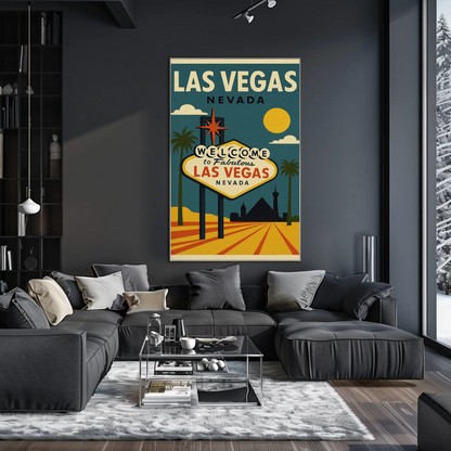Classic Las Vegas Welcome Sign Retro Art Poster
