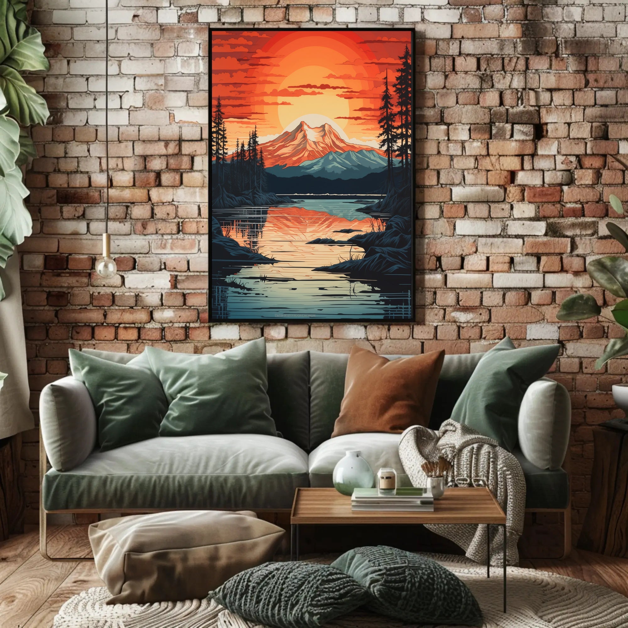 Serene Mountain Sunset Poster PosterGoat