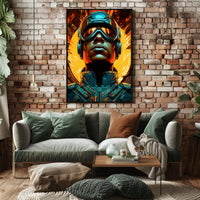 Futuristic Visor Warrior with Dynamic Energy Futuristic Sci-Fi Poster