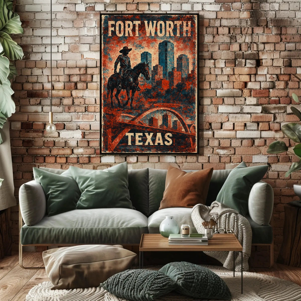 Fort Worth Texas Scenic Vintage Cityscape Travel Souvenir Home Office Decor Poster