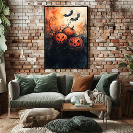 Halloween Pumpkins Spooky Vibes Artistic Poster