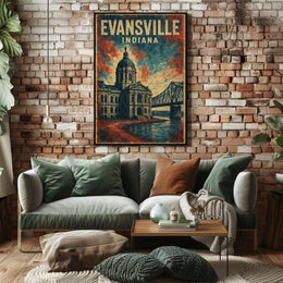 Evansville, Indiana Architectural Poster