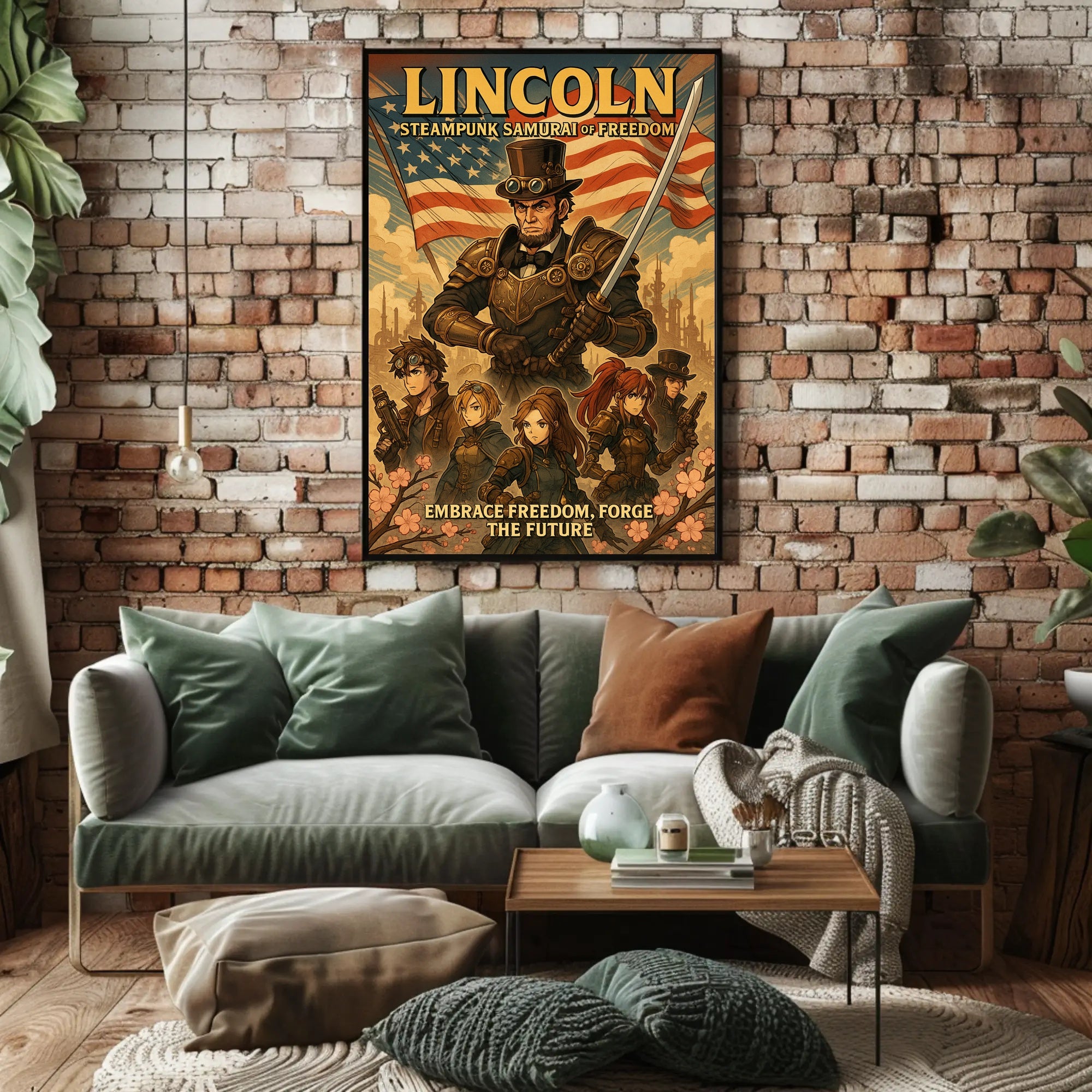 Lincoln Steampunk Samurai Of Freedom Poster