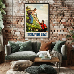 Vintage Soviet Outdoor Adventure Travel Poster