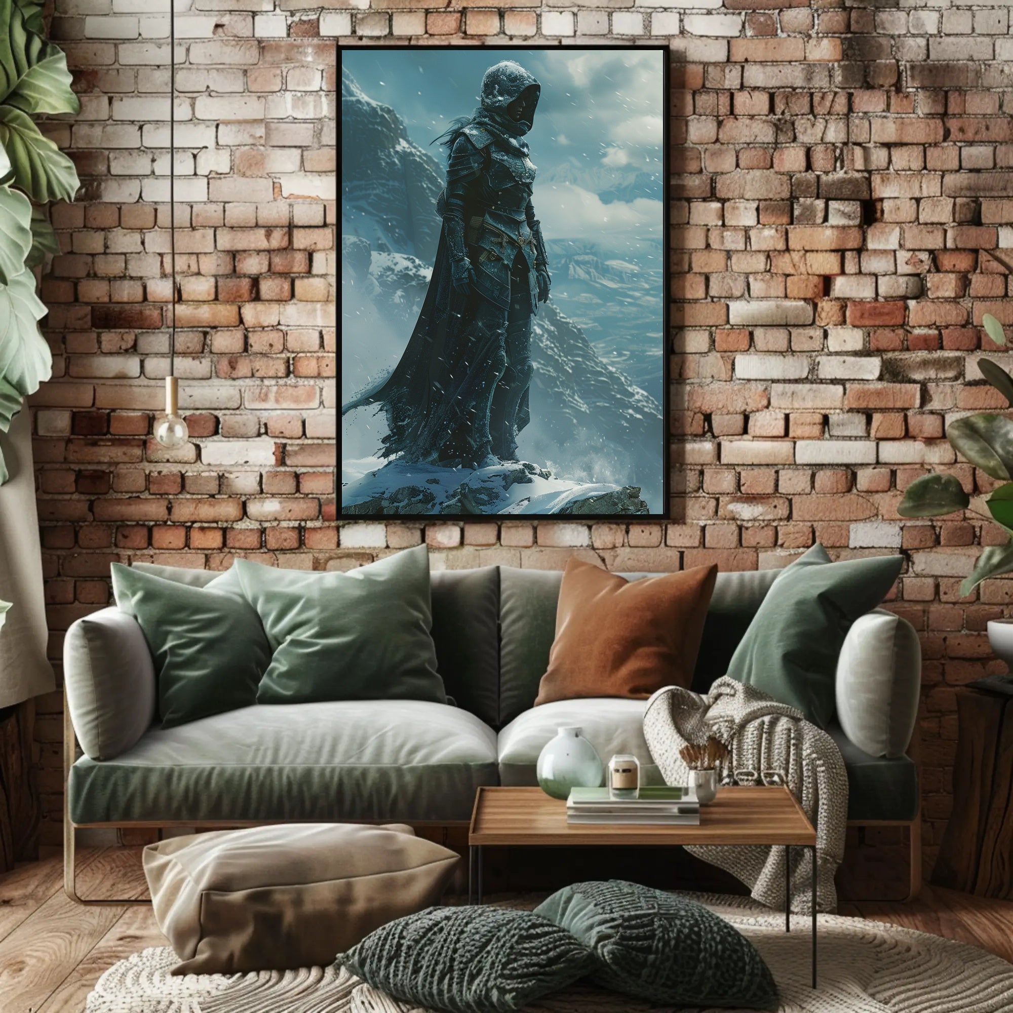 Lone Warrior on Snowy Mountain: Fantasy or Mythology Poster PosterGoat