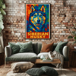 Siberian Husky Mosaic Art Poster