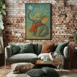 Whimsical Winter Elephant Poster