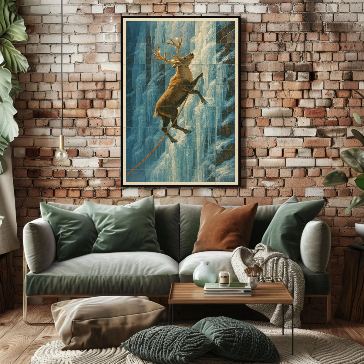 Majestic Deer on Ice Cliff Adventure Animal Poster