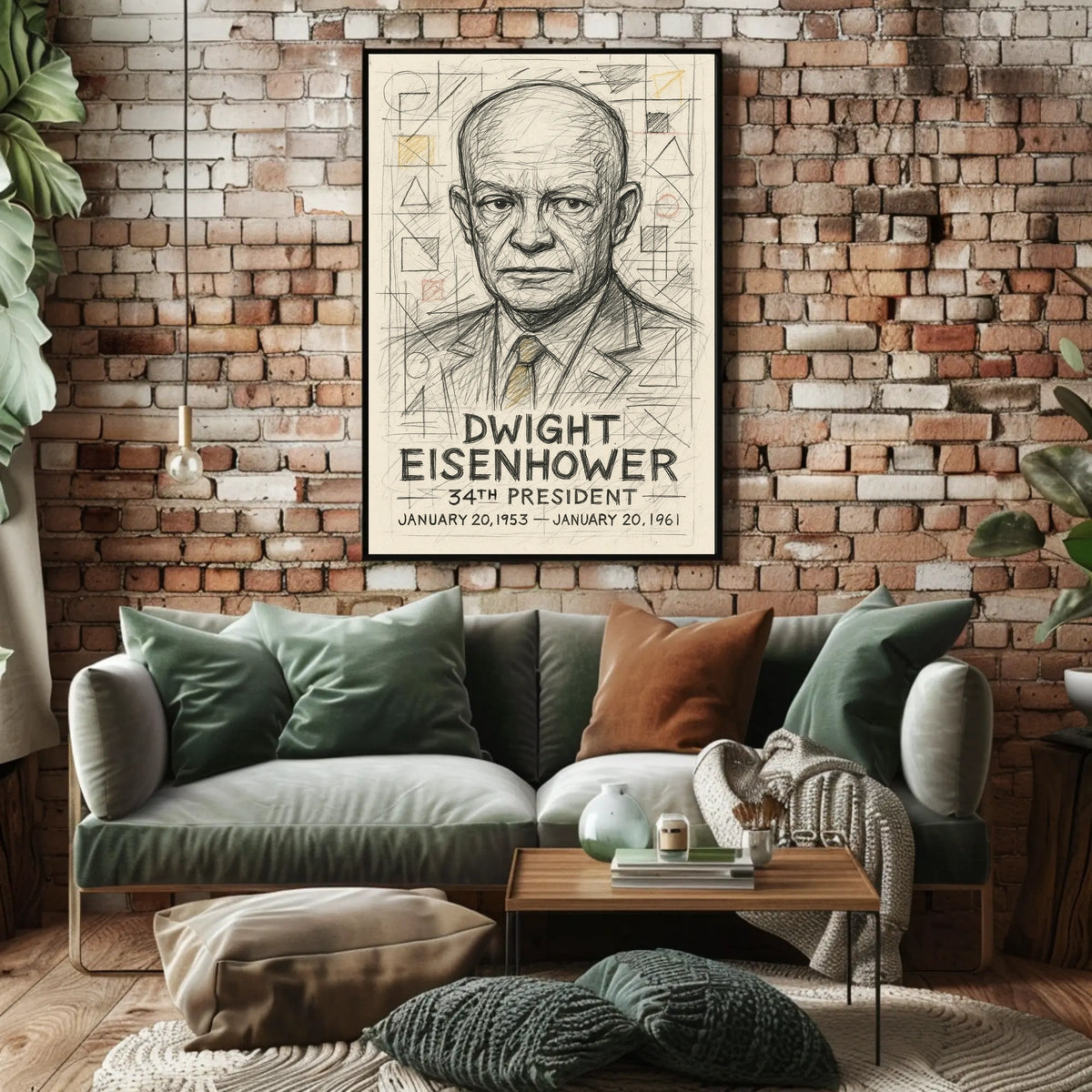 Dwight Eisenhower Vintage Sketch Line Art Collectors Poster