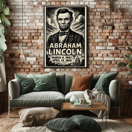 Abraham Lincoln 16th President of the United States B & W Comic Sketch Poster