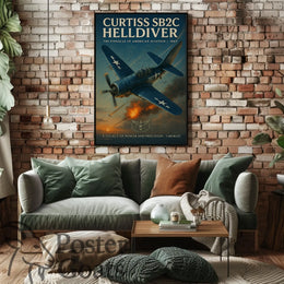 Curtiss SB2C Helldiver Vintage Warfare WWII Poster