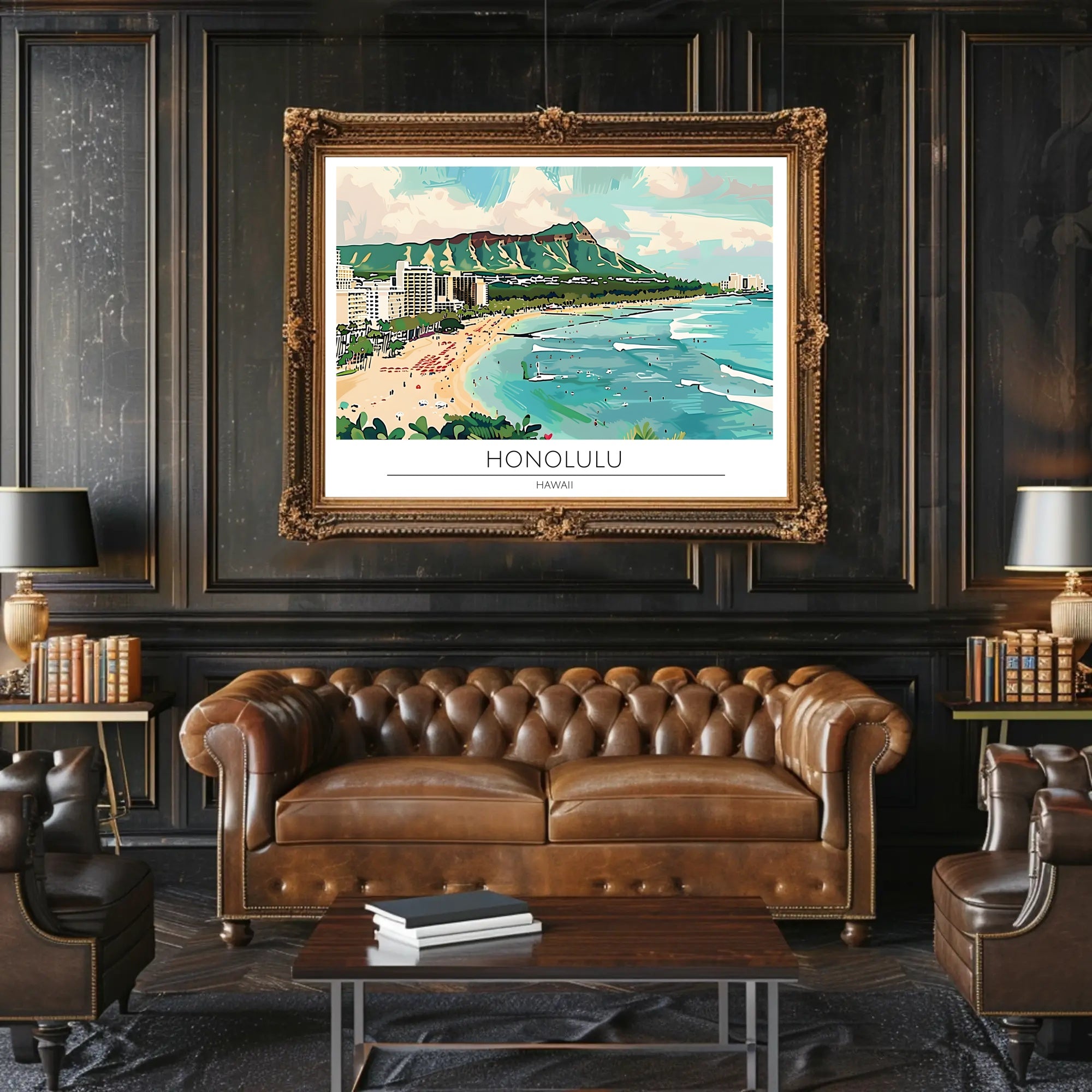 Honolulu Beach Scene Poster