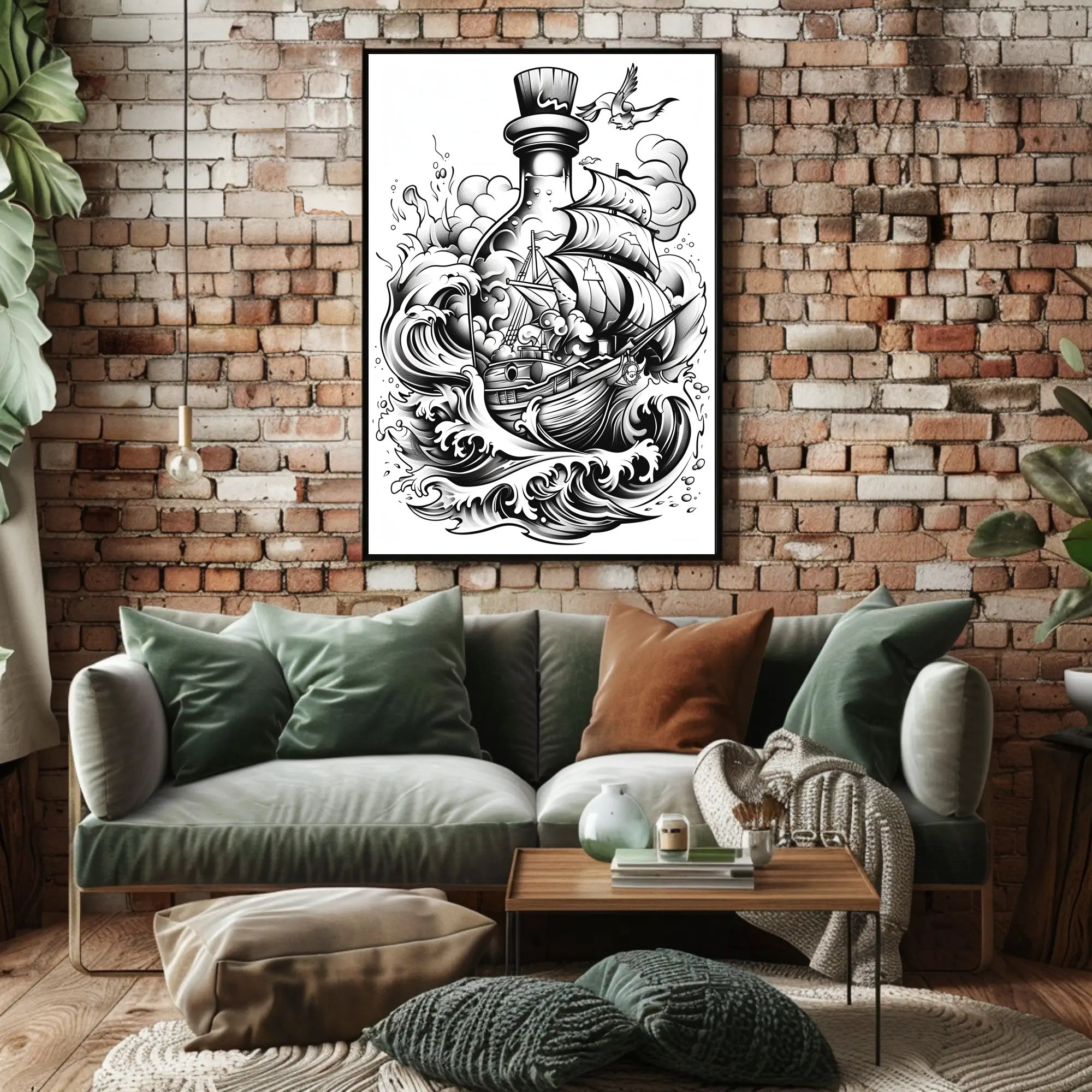 Ship In A Bottle Adventure Poster Home Decor Art Print PosterGoat