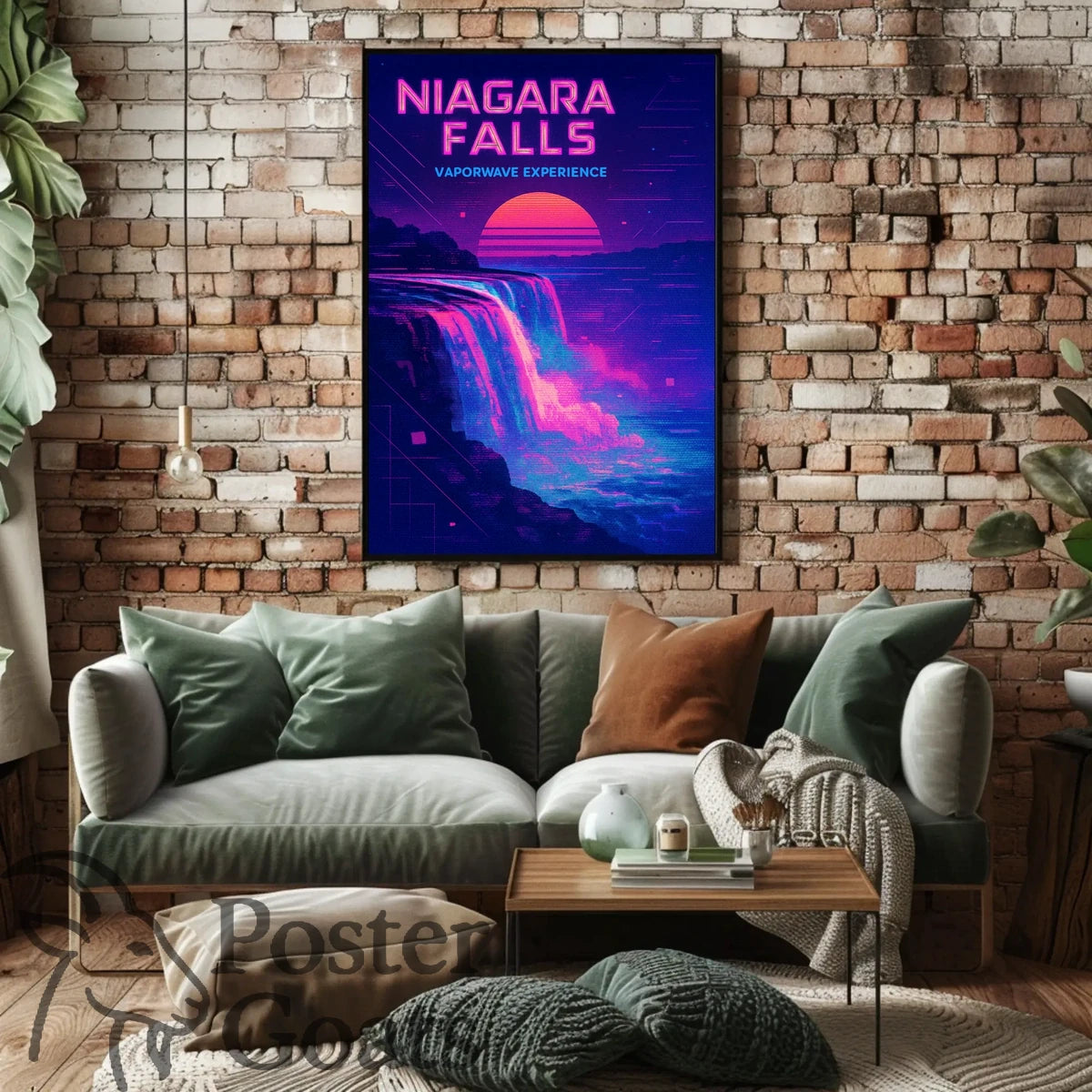 Niagara Falls Vaporwave Retro-futuristic Artistic Poster