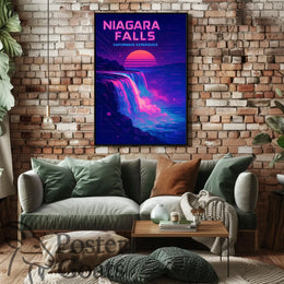 Niagara Falls Vaporwave Retro-futuristic Artistic Poster